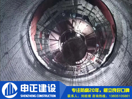 185米煙囪內壁貼?；沾纱u